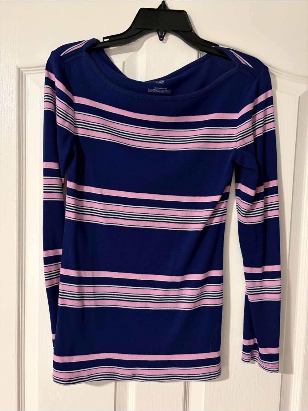 Old Navy Navy, Pink & Black Striped Long-Sleeve Top